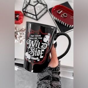 Killstar Black and Red Skull Try Your Luck on the Wild Side Tall 17.5 oz Mug NWT